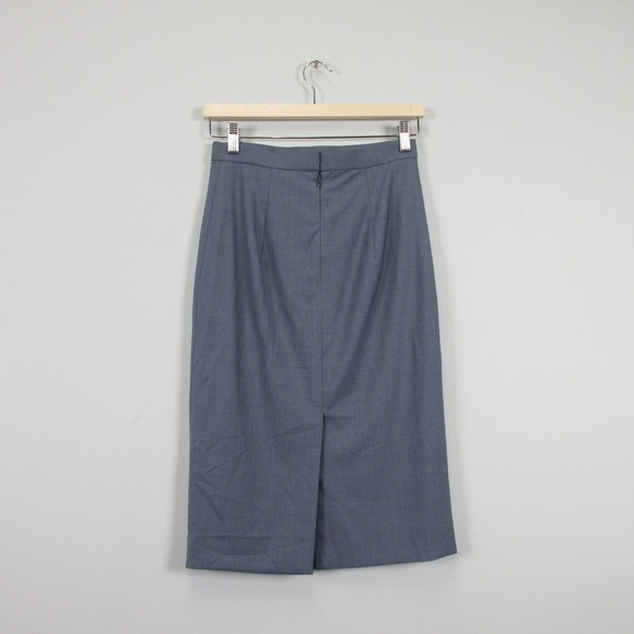 Theory Hemdall B Continuous Pencil Skirt 0 Grey Wool Blend Career Office 188 - Picture 2 of 13